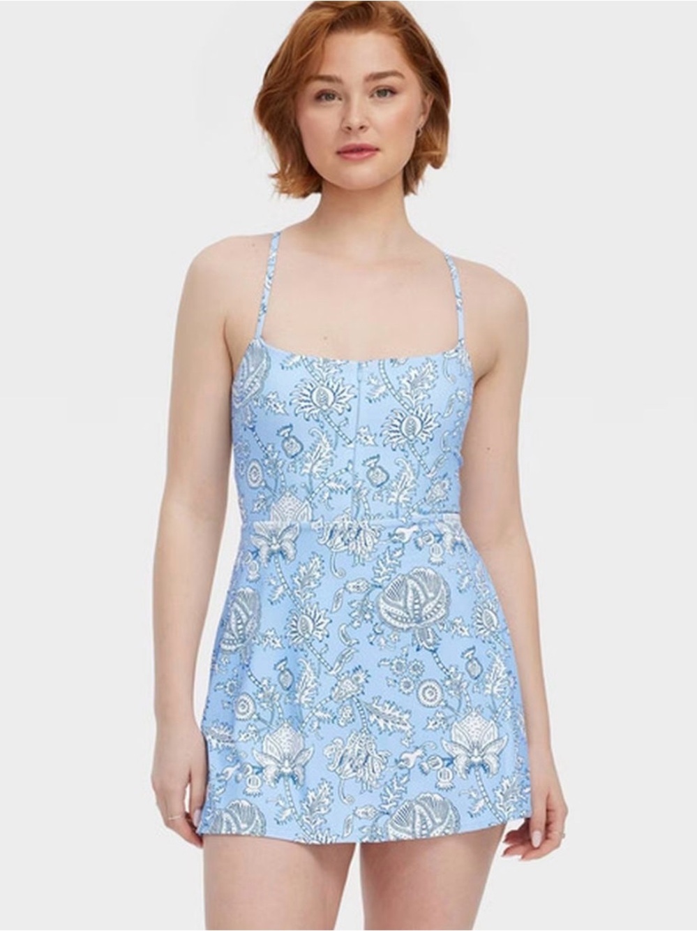 NWOT Roller Rabbit - Women's Floral Vines Zip-Front Mini Ten Blue medium